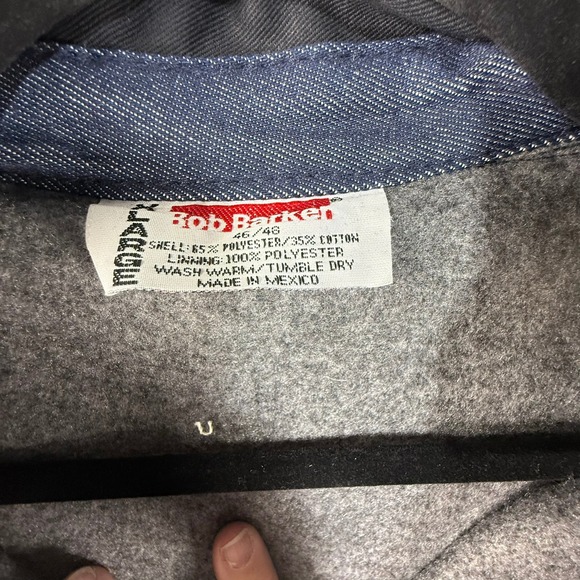 Bob Barker Mens Denim Chore Jacket Blue Fleece Lined Work Coat XL 46/48 Mexico - Picture 5 of 6